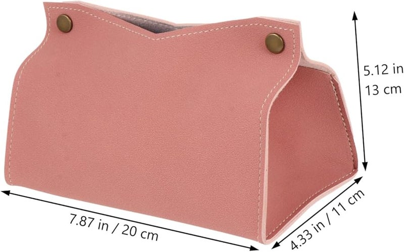 Pink Pu Leather Tissue Box Holder Stylish Napkin Container For Home Office Car - Image 2
